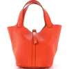 Pre-owned Hermes  Hermes Picotin Lock Bag Clemence Mm In Orange