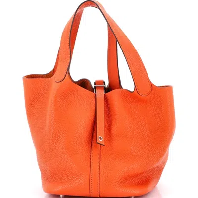 Pre-owned Hermes  Hermes Picotin Lock Bag Clemence Mm In Pink