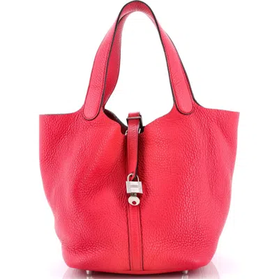 Pre-owned Hermes  Hermes Picotin Lock Bag Clemence Mm In Pink