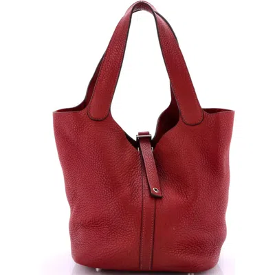 Pre-owned Hermes  Hermes Picotin Lock Bag Clemence Mm In Red