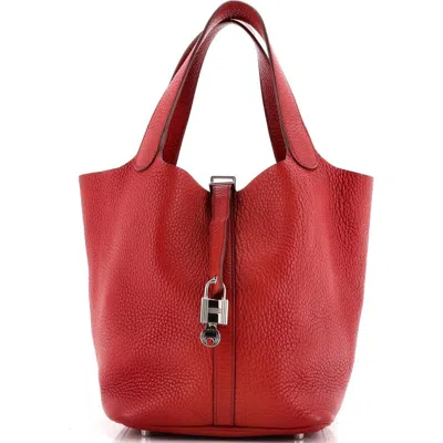 Pre-owned Hermes  Hermes Picotin Lock Bag Clemence Mm In Red