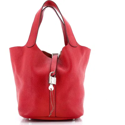 Pre-owned Hermes  Hermes Picotin Lock Bag Clemence Mm In Red