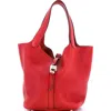 Pre-owned Hermes  Hermes Picotin Lock Bag Clemence Mm In Red