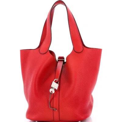 Pre-owned Hermes  Hermes Picotin Lock Bag Clemence Mm In Red