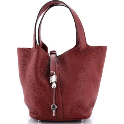 Pre-owned Hermes  Hermes Picotin Lock Bag Clemence Mm In Blue
