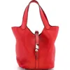 Pre-owned Hermes  Hermes Picotin Lock Bag Clemence Mm In Red