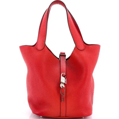 Pre-owned Hermes  Hermes Picotin Lock Bag Clemence Mm In Red