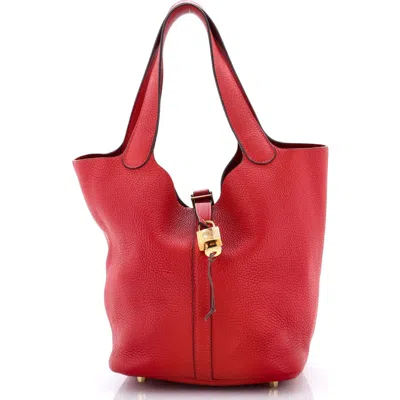 Pre-owned Hermes  Hermes Picotin Lock Bag Clemence Mm In Red