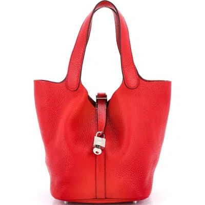 Pre-owned Hermes  Hermes Picotin Lock Bag Clemence Mm In Red