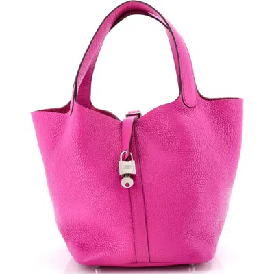 Pre-owned Hermes  Hermes Picotin Lock Bag Clemence Mm In Pink