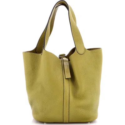 Pre-owned Hermes  Hermes Picotin Lock Bag Clemence Mm In Yellow