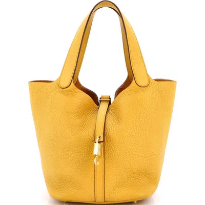 Pre-owned Hermes  Hermes Picotin Lock Bag Clemence Mm In Yellow