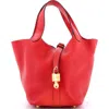 Pre-owned Hermes  Hermes Picotin Lock Bag Clemence Pm In Red