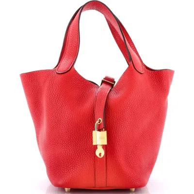 Pre-owned Hermes  Hermes Picotin Lock Bag Clemence Pm In Red