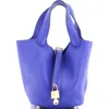 Pre-owned Hermes  Hermes Picotin Lock Bag Clemence Pm In Blue