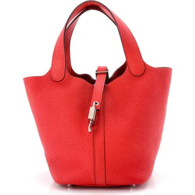 Pre-owned Hermes  Hermes Picotin Lock Bag Clemence Pm In Red