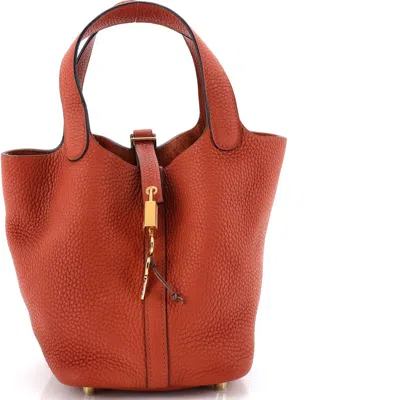Pre-owned Hermes  Hermes Picotin Lock Bag Clemence Pm In Red