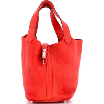 Pre-owned Hermes  Hermes Picotin Lock Bag Clemence Pm In Red