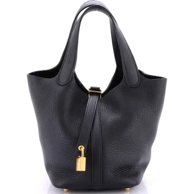 Pre-owned Hermes  Hermes Picotin Lock Bag Clemence Pm In Black