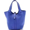 Pre-owned Hermes  Hermes Picotin Lock Bag Clemence Pm In Blue
