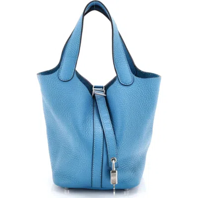 Pre-owned Hermes  Hermes Picotin Lock Bag Clemence Pm In Blue
