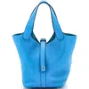 Pre-owned Hermes  Hermes Picotin Lock Bag Clemence Pm In Blue