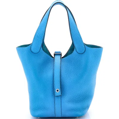 Pre-owned Hermes  Hermes Picotin Lock Bag Clemence Pm In Blue