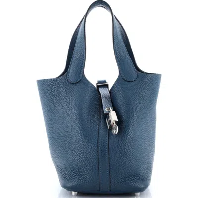 Pre-owned Hermes  Hermes Picotin Lock Bag Clemence Pm In Blue