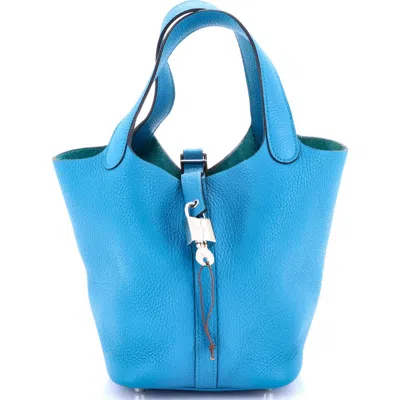 Pre-owned Hermes  Hermes Picotin Lock Bag Clemence Pm In Blue
