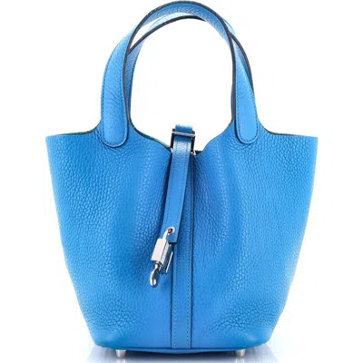 Pre-owned Hermes  Hermes Picotin Lock Bag Clemence Pm In Blue