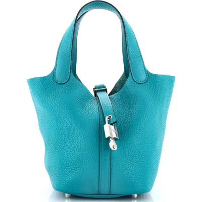 Pre-owned Hermes  Hermes Picotin Lock Bag Clemence Pm In Blue