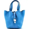 Pre-owned Hermes  Hermes Picotin Lock Bag Clemence Pm In Blue