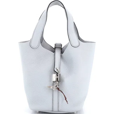 Pre-owned Hermes  Hermes Picotin Lock Bag Clemence Pm In Blue