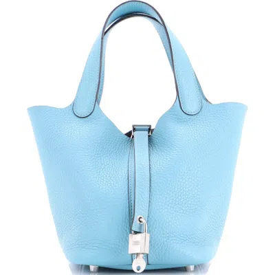 Pre-owned Hermes  Hermes Picotin Lock Bag Clemence Pm In Blue
