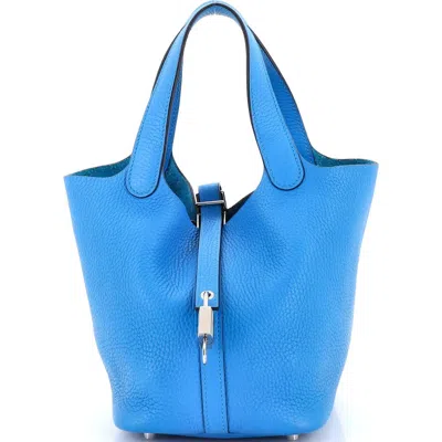 Pre-owned Hermes  Hermes Picotin Lock Bag Clemence Pm In Neutral