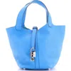 Pre-owned Hermes  Hermes Picotin Lock Bag Clemence Pm In Blue