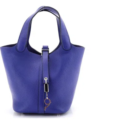 Pre-owned Hermes  Hermes Picotin Lock Bag Clemence Pm In Blue