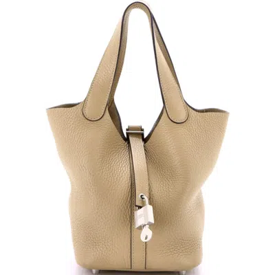 Pre-owned Hermes  Hermes Picotin Lock Bag Clemence Pm In Brown