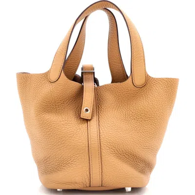Pre-owned Hermes  Hermes Picotin Lock Bag Clemence Pm In Brown