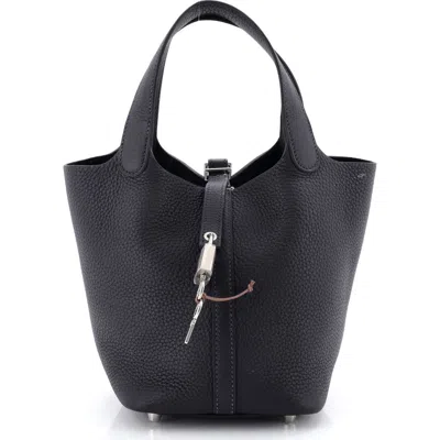 Pre-owned Hermes  Hermes Picotin Lock Bag Clemence Pm In Blue