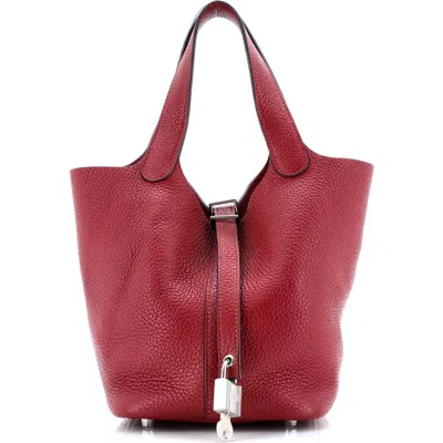 Pre-owned Hermes  Hermes Picotin Lock Bag Clemence Pm In Burgundy