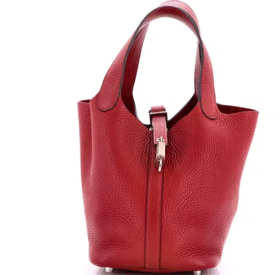Pre-owned Hermes  Hermes Picotin Lock Bag Clemence Pm In Red