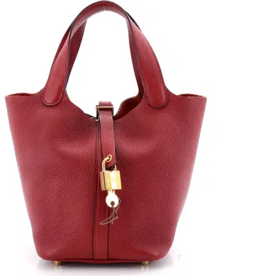 Pre-owned Hermes  Hermes Picotin Lock Bag Clemence Pm In Burgundy