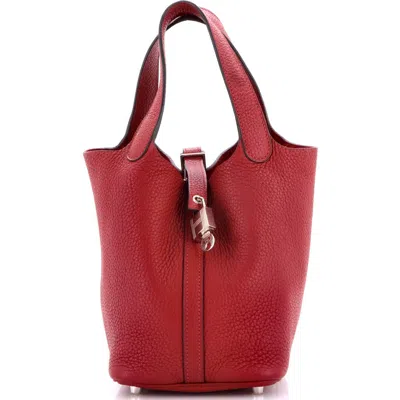 Pre-owned Hermes  Hermes Picotin Lock Bag Clemence Pm In Red
