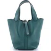 Pre-owned Hermes  Hermes Picotin Lock Bag Clemence Pm In Green