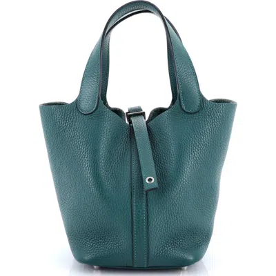 Pre-owned Hermes  Hermes Picotin Lock Bag Clemence Pm In Green