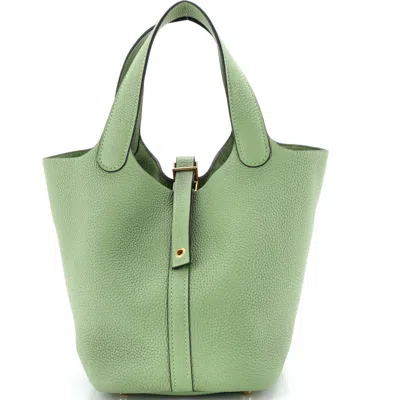 Pre-owned Hermes  Hermes Picotin Lock Bag Clemence Pm In Green
