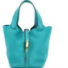 Pre-owned Hermes  Hermes Picotin Lock Bag Clemence Pm In Blue