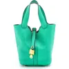 Pre-owned Hermes  Hermes Picotin Lock Bag Clemence Pm In Green