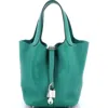 Pre-owned Hermes  Hermes Picotin Lock Bag Clemence Pm In Green